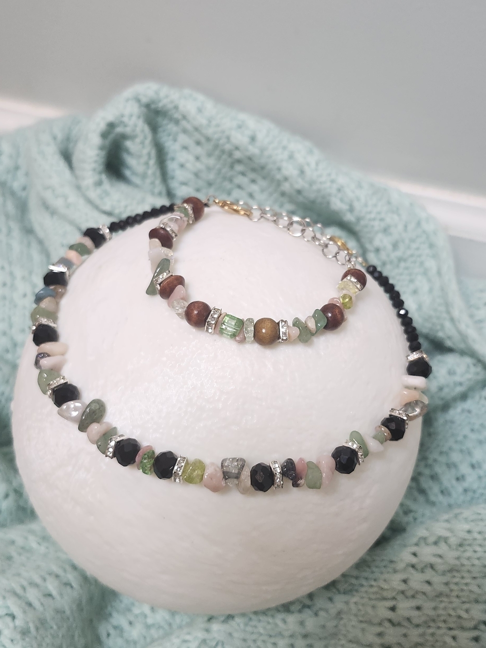Handcrafted Multicolor Beaded Necklace and Bracelet Set